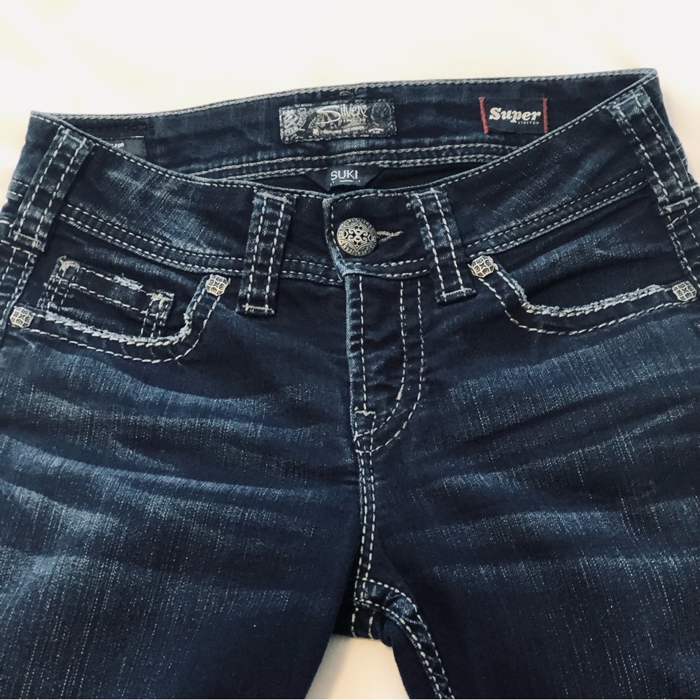 Silver Suki Mid Skinny 27/31 Dark Wash Indigo - Picture 6 of 15